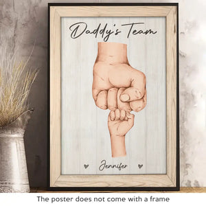 Side By Side With Daddy's Team - Family Personalized Custom Vertical Poster - Father's Day, Gift For Dad, Grandpa