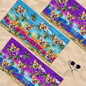 Custom Photo Love The Sun And Get A Tan - Dog & Cat Personalized Custom Beach Towel - Summer Vacation Gift, Birthday Pool Party Gift For Pet Owners, Pet Lovers