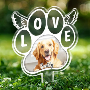 Custom Photo I Love You No Matter Where You Are - Memorial Personalized Custom Stain Glass Style Acrylic Garden Stake - Sympathy Gift For Pet Owners, Pet Lovers