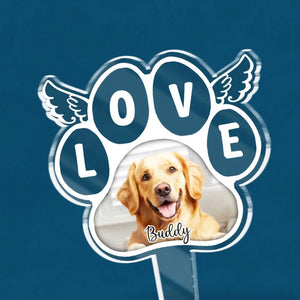 Custom Photo I Love You No Matter Where You Are - Memorial Personalized Custom Stain Glass Style Acrylic Garden Stake - Sympathy Gift For Pet Owners, Pet Lovers