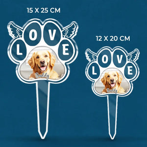 Custom Photo I Love You No Matter Where You Are - Memorial Personalized Custom Stain Glass Style Acrylic Garden Stake - Sympathy Gift For Pet Owners, Pet Lovers