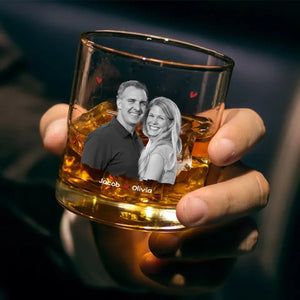 Custom Photo Congrats On Being My Husband - Couple Personalized Custom Whiskey Glass - Gift For Husband Wife, Anniversary