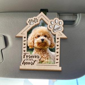 Custom Photo Forever In My Heart - Memorial Personalized Custom Car Visor Clip - Sympathy Gift For Pet Owners, Pet Lovers