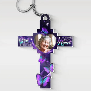 Custom Photo We Carry You With Us Always, Everywhere We Go - Memorial Personalized Custom Shaped Acrylic Keychain - Sympathy Gift For Family Members