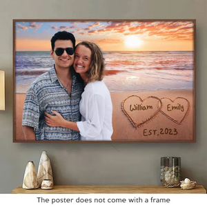 Custom Photo Happy Life With You - Couple Personalized Custom Horizontal Poster - Gift For Husband Wife, Anniversary