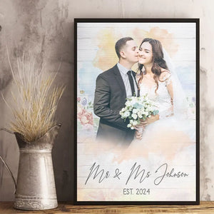 Custom Photo Happy Together With You - Couple Personalized Custom Vertical Poster - Gift For Husband Wife, Anniversary