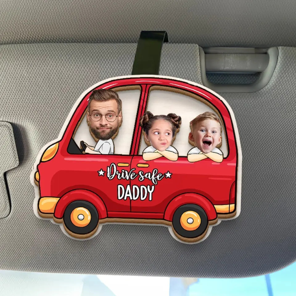 Custom Photo Drive Safe I Love You - Family Personalized Custom Car Visor Clip - Gift For Family Members