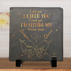 You Make My Heart Smile - Couple Personalized Custom Square Shaped Stone With Stand - Gift For Husband Wife, Anniversary