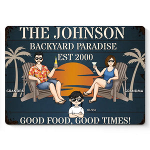 Good Food, Good Times - Family Personalized Custom Home Decor Metal Sign - House Warming Gift For Family Members