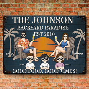 Good Food, Good Times - Family Personalized Custom Home Decor Metal Sign - House Warming Gift For Family Members