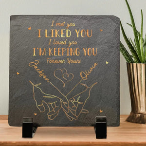 You Make My Heart Smile - Couple Personalized Custom Square Shaped Stone With Stand - Gift For Husband Wife, Anniversary