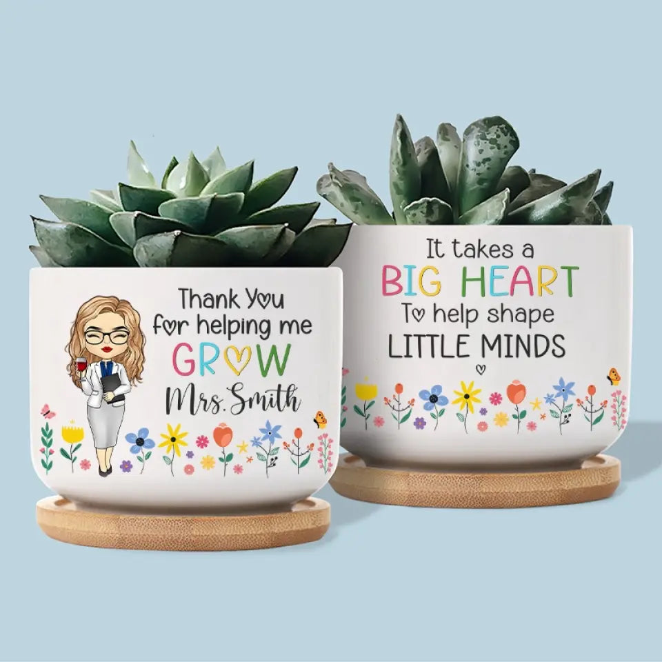 A Teacher Takes A Hand, Opens A Mind, And Touches A Heart - Teacher Personalized Custom Home Decor Ceramic Plant Pot - Gift For Teacher