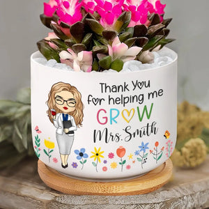 A Teacher Takes A Hand, Opens A Mind, And Touches A Heart - Teacher Personalized Custom Home Decor Ceramic Plant Pot - Gift For Teacher