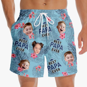 Custom Photo Best Dad Ever - Family Personalized Custom Tropical Hawaiian Aloha Men Beach Shorts - Summer Vacation Gift For Dad, Grandpa