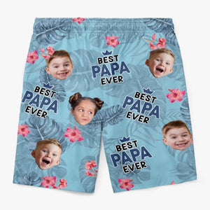 Custom Photo Best Dad Ever - Family Personalized Custom Tropical Hawaiian Aloha Men Beach Shorts - Summer Vacation Gift For Dad, Grandpa