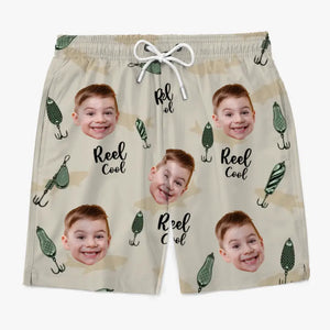 Custom Photo Reel Cool Papa - Family Personalized Custom Tropical Hawaiian Aloha Men Beach Shorts - Summer Vacation Gift For Dad, Grandpa