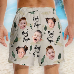 Custom Photo Reel Cool Papa - Family Personalized Custom Tropical Hawaiian Aloha Men Beach Shorts - Summer Vacation Gift For Dad, Grandpa