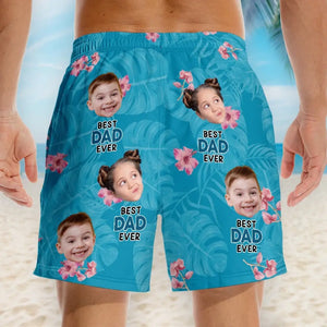 Custom Photo Best Daddy Ever - Family Personalized Custom Tropical Hawaiian Aloha Men Beach Shorts - Summer Vacation Gift For Dad, Grandpa