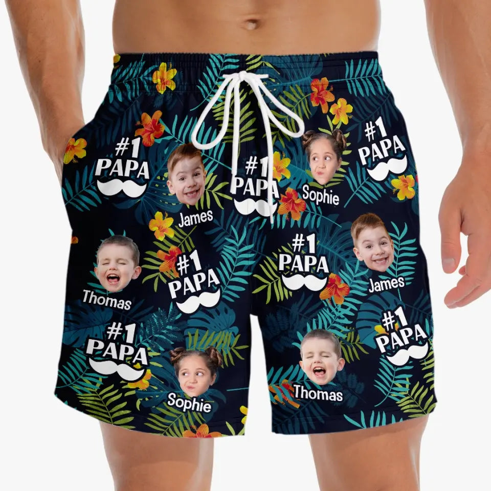 Custom Photo I Love You, Daddy - Family Personalized Custom Tropical Hawaiian Aloha Men Beach Shorts - Summer Vacation Gift For Dad, Grandpa