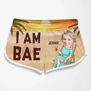 Custom Photo I'm Bae - Funny Personalized Custom Tropical Hawaiian Aloha Couple Beach Shorts - Summer Vacation Gift, Birthday Party Gift For Husband Wife