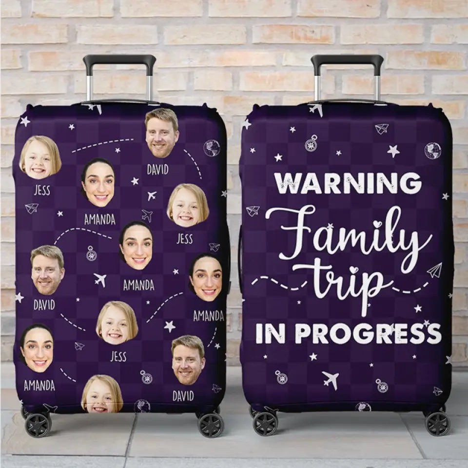 Custom Photo The Sky Is Calling And We Must Go - Family Personalized Custom Luggage Cover - Summer Vacation Gift For Family Members