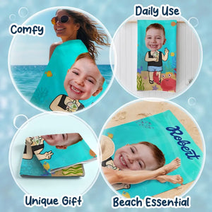 Custom Photo Every Mile, A New Memory - Family Personalized Custom Beach Towel - Summer Vacation Gift, Birthday Pool Party Gift For Family Members