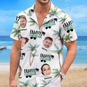 Custom Photo Family Vacation - Family Personalized Custom Unisex Tropical Hawaiian Aloha Shirt - Summer Vacation Gift For Family Members