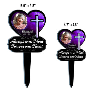 Custom Photo God Loves You Forever - Memorial Personalized Custom Stain Glass Style Acrylic Garden Stake - Sympathy Gift For Family Members