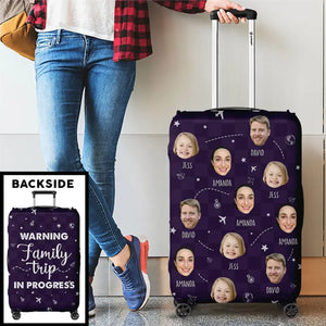 Custom Photo The Sky Is Calling And We Must Go - Family Personalized Custom Luggage Cover - Summer Vacation Gift For Family Members