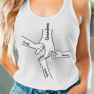 I Wanna Hold Your Hand Forever - Family Personalized Custom Racer Back Tank Top - Gift For Mom, Grandma