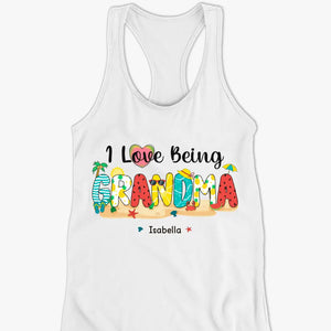 I Love Being A Grandma - Family Personalized Custom Racer Back Tank Top - Gift For Mom, Grandma