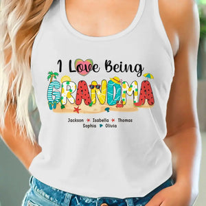 I Love Being A Grandma - Family Personalized Custom Racer Back Tank Top - Gift For Mom, Grandma