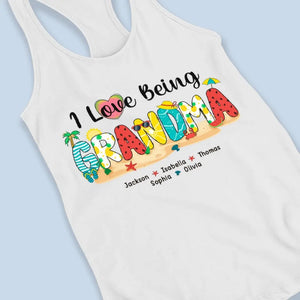 I Love Being A Grandma - Family Personalized Custom Racer Back Tank Top - Gift For Mom, Grandma