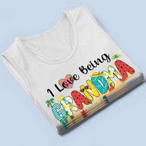 I Love Being A Grandma - Family Personalized Custom Racer Back Tank Top - Gift For Mom, Grandma