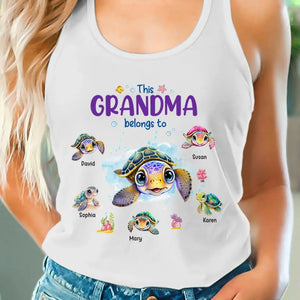 This Grandma Belongs To - Family Personalized Custom Racer Back Tank Top - Gift For Mom, Grandma