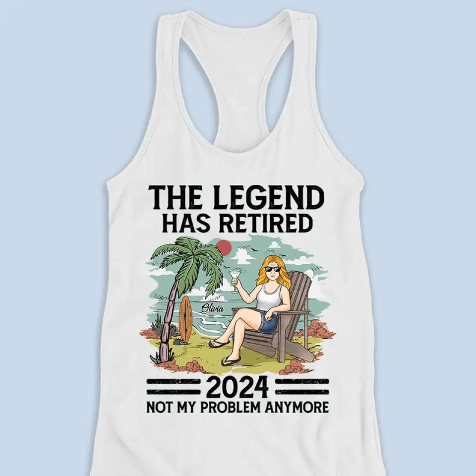 The Legend Has Retired - Personalized Custom Racer Back Tank Top - Appreciation, Retirement Gift For Coworkers, Work Friends, Colleagues