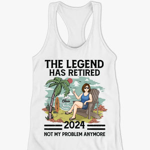 The Legend Has Retired - Personalized Custom Racer Back Tank Top - Appreciation, Retirement Gift For Coworkers, Work Friends, Colleagues