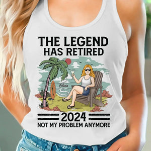 The Legend Has Retired - Personalized Custom Racer Back Tank Top - Appreciation, Retirement Gift For Coworkers, Work Friends, Colleagues