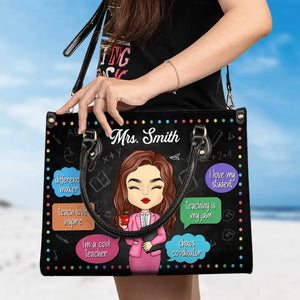 Teaching Is My Jam - Teacher Personalized Custom Leather Handbag - Gift For Teacher