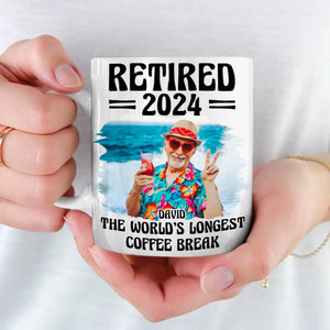 Custom Photo The World's Longest Coffee Break - Coworker Personalized Custom Mug - Appreciation, Retirement Gift For Coworkers, Work Friends, Colleagues