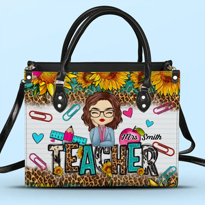 A Teacher Is A Beautiful Flower - Teacher Personalized Custom Leather Handbag - Gift For Teacher