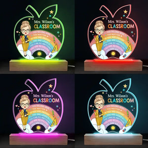 An Apple For The Teacher - Teacher Personalized Custom Shaped 3D LED Light - Gift For Teacher