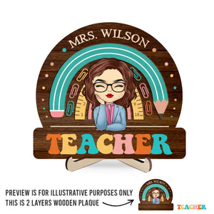 Teachers Plant The Seeds Of Knowledge That Grow Forever - Teacher Personalized Custom 2-Layered Wooden Plaque With Stand - Gift For Teacher