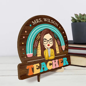 Teachers Plant The Seeds Of Knowledge That Grow Forever - Teacher Personalized Custom 2-Layered Wooden Plaque With Stand - Gift For Teacher