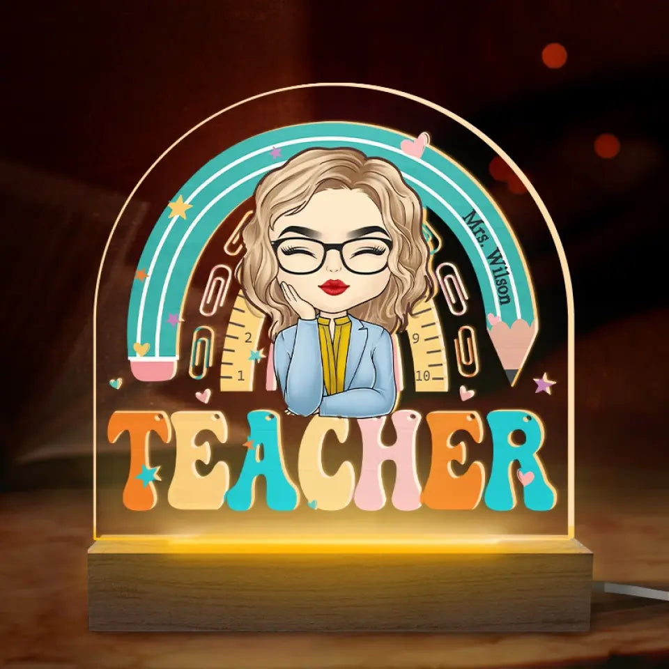 Queen Of The Classroom - Teacher Personalized Custom Shaped 3D LED Light - Gift For Teacher