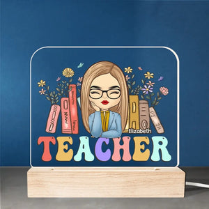 Where Passionate Teaching Takes Root - Teacher Personalized Custom Rectangle Shaped 3D LED Light - Gift For Teacher