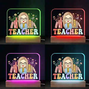 Where Passionate Teaching Takes Root - Teacher Personalized Custom Rectangle Shaped 3D LED Light - Gift For Teacher