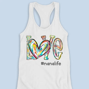 Love's Around Grandma Life - Family Personalized Custom Racer Back Tank Top - Gift For Mom, Grandma