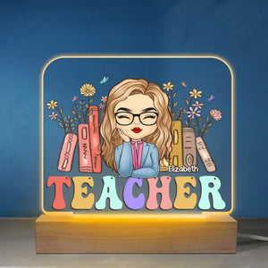 Where Passionate Teaching Takes Root - Teacher Personalized Custom Rectangle Shaped 3D LED Light - Gift For Teacher