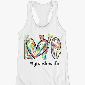 Love's Around Grandma Life - Family Personalized Custom Racer Back Tank Top - Gift For Mom, Grandma